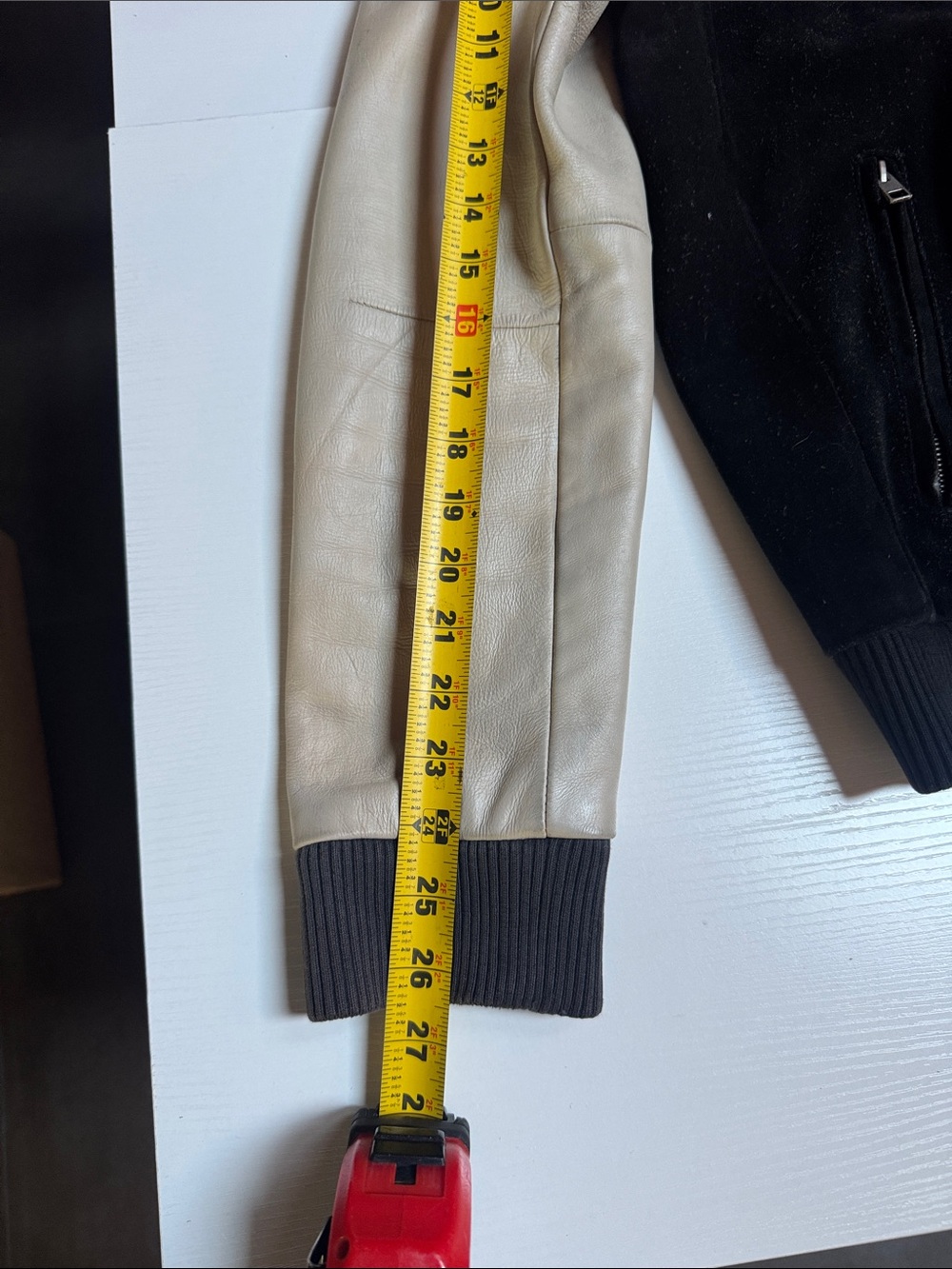 All Saints Two-Tone Bomber Jacket — Black Body with Cream Sleeves XL (fits LG) - Picture 11 of 11